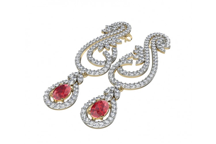 Enticing ruby & Diamond Earrings